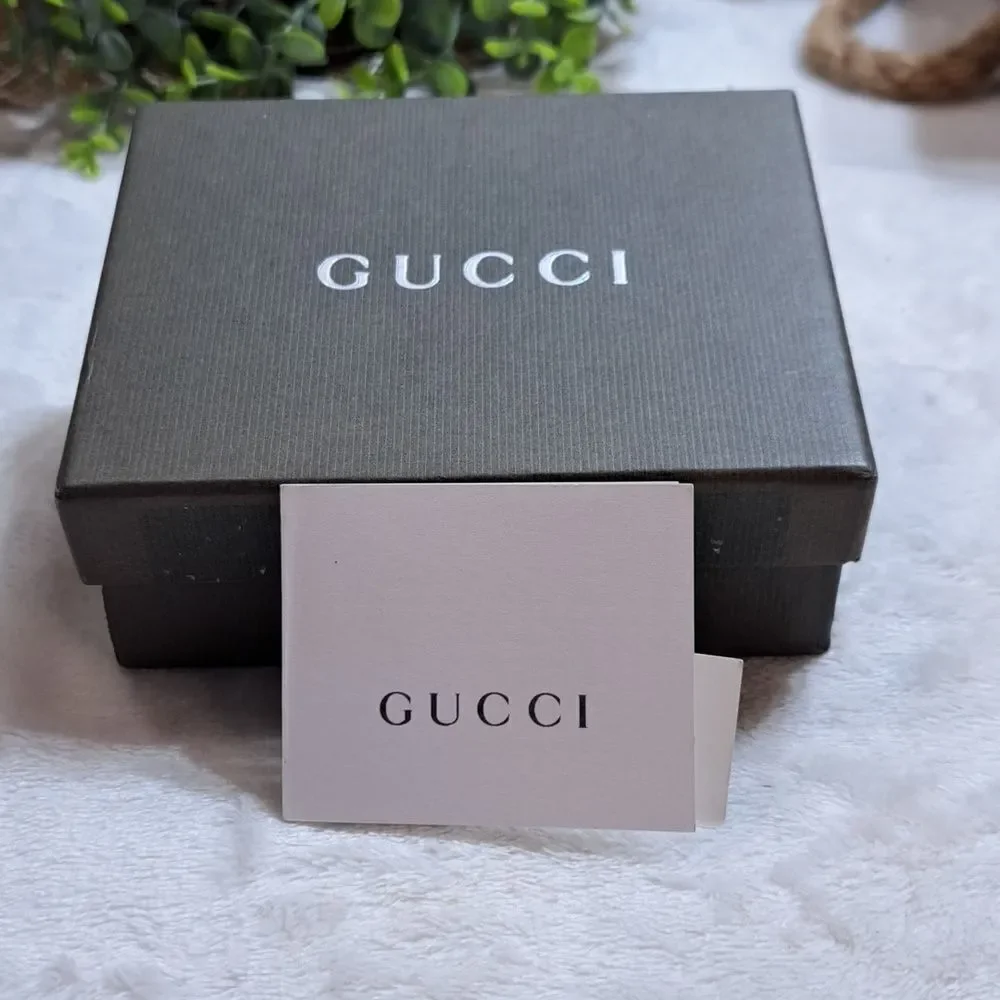 Gucci Leather Embossed Dog Tag KeyChain/Bag Charm GIFTABLE PRISTINE CONDITION